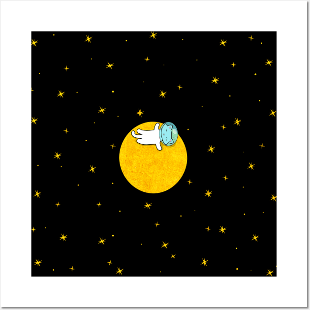 Cat And Moon Wall Art by Purrfect